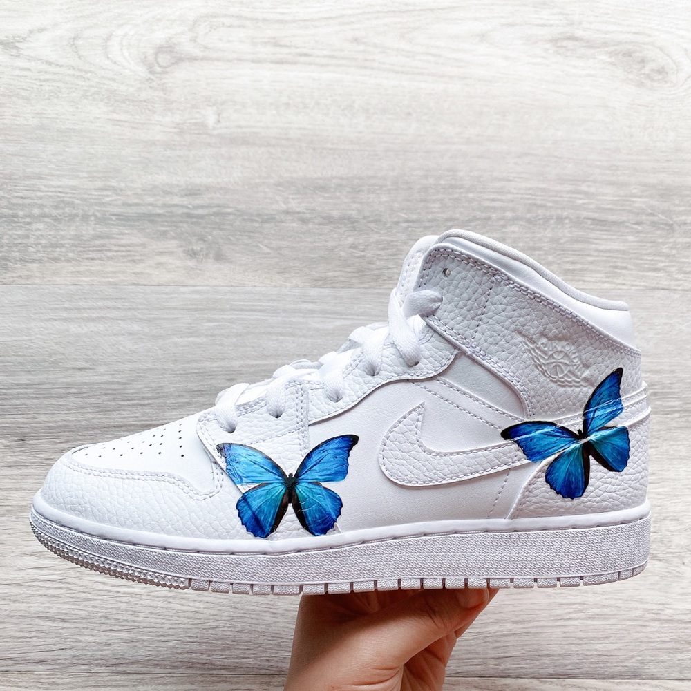 Nike AJ Air Jordan 1 mid custom buttefly - Picture 3 of 7